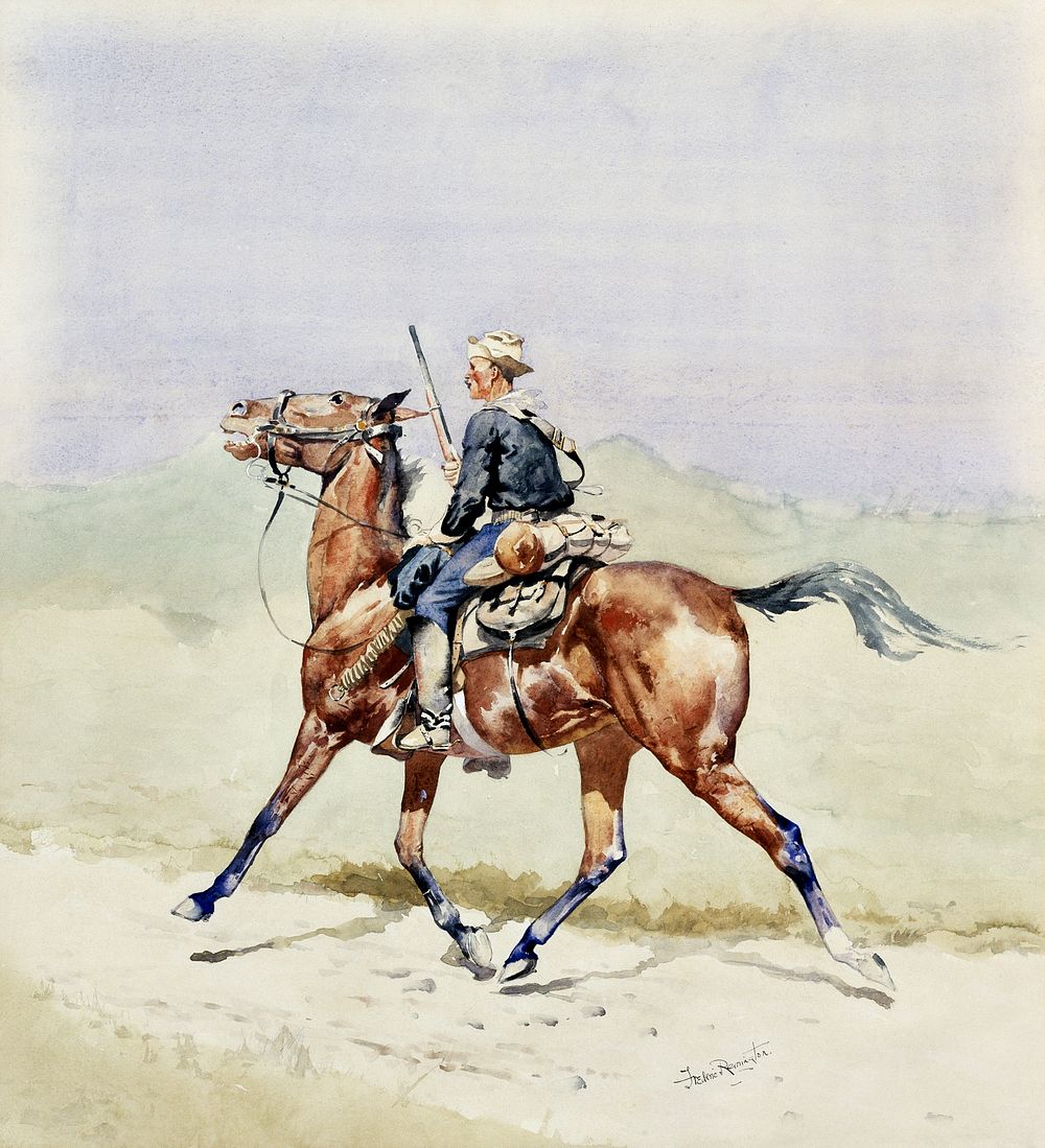 The Advance Guard by Frederic Remington. Digitally enhanced by rawpixel.