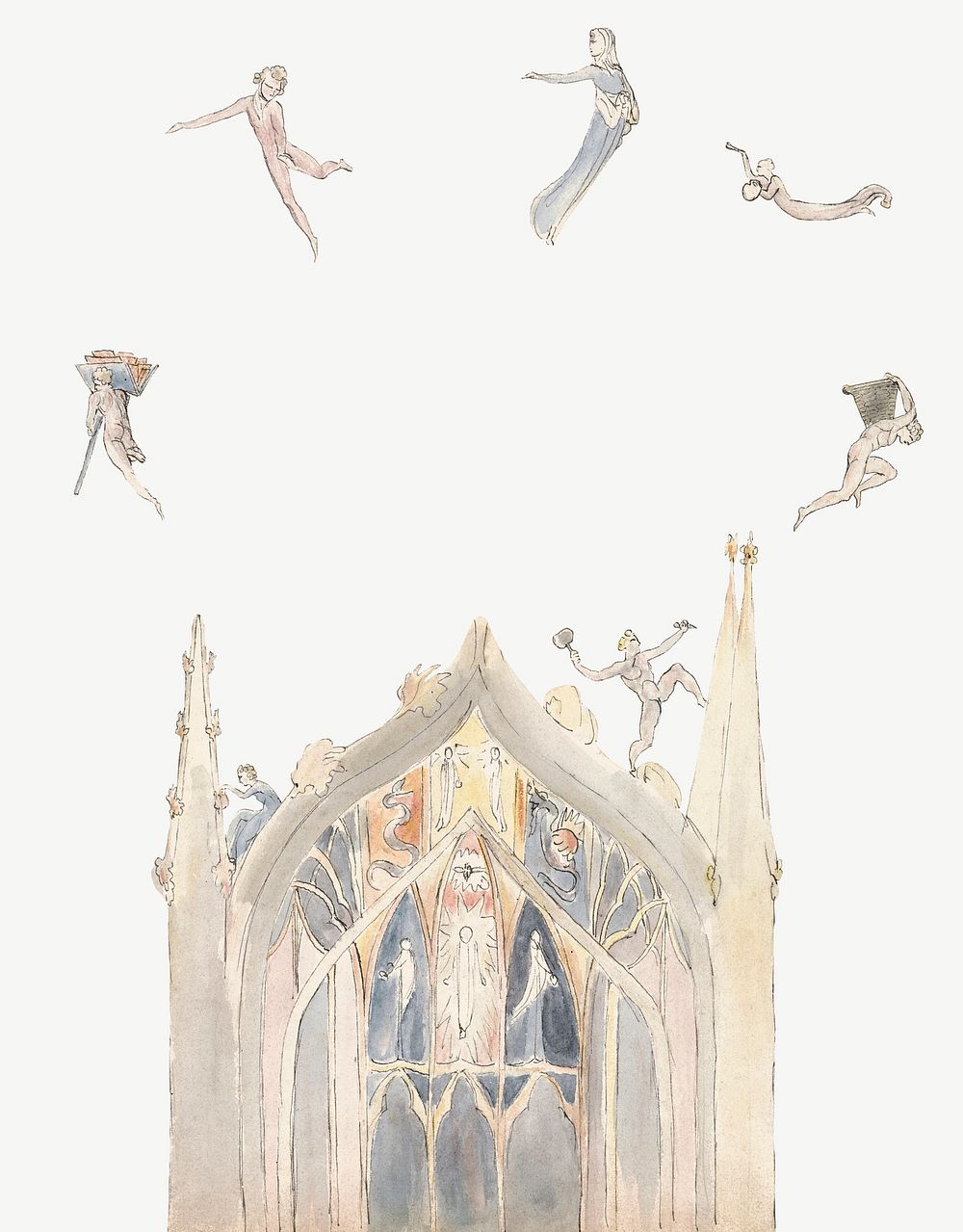 Christian church watercolor illustration element psd. Remixed from vintage artwork by rawpixel.