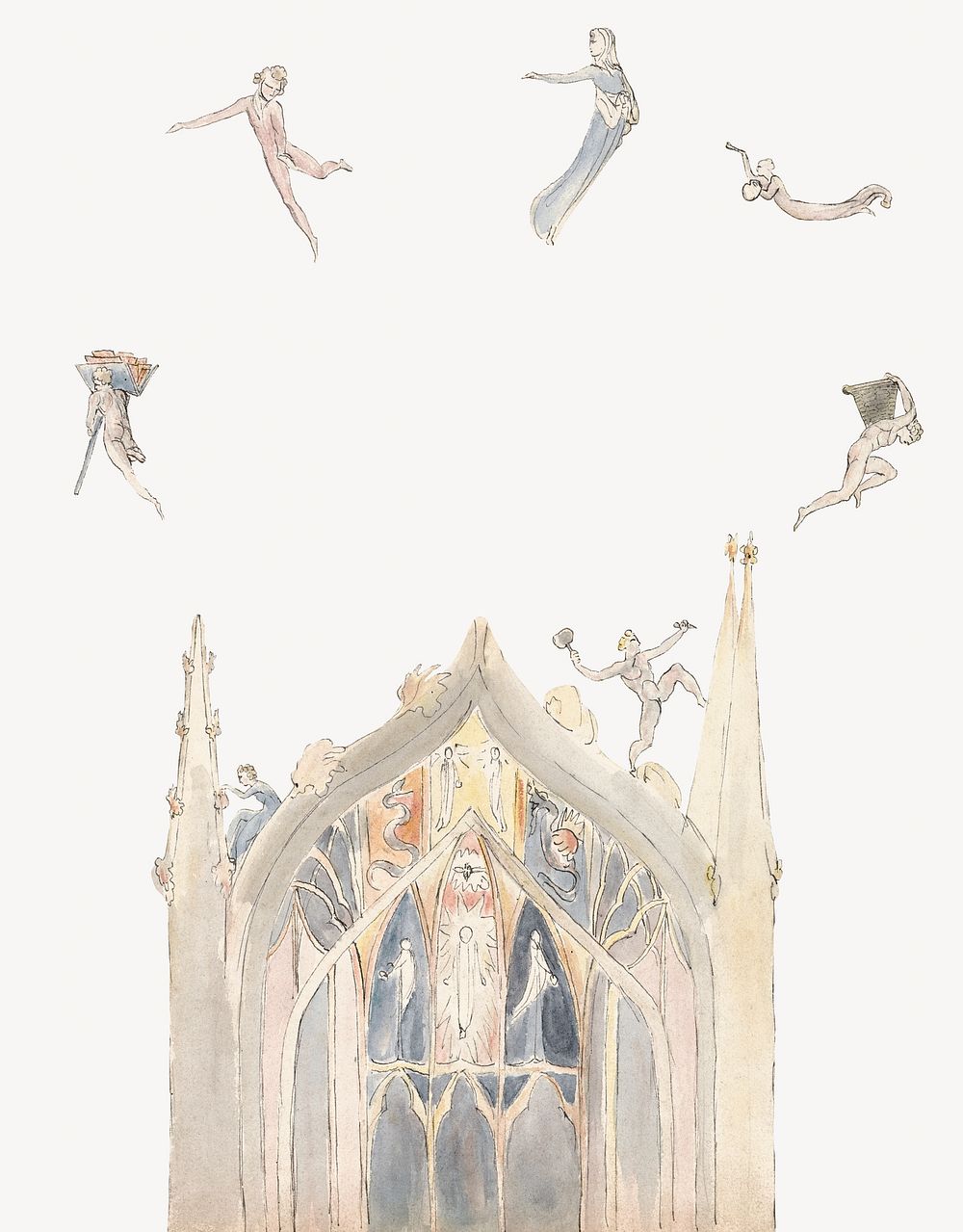 Christian church watercolor illustration element. Remixed from vintage artwork by rawpixel.