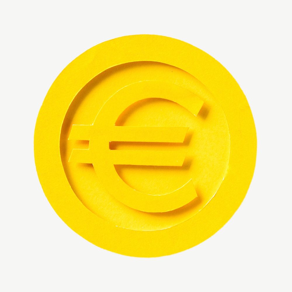 Golden euro coin collage element psd