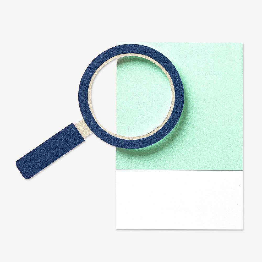 Paper craft art of a magnifying glass collage element psd