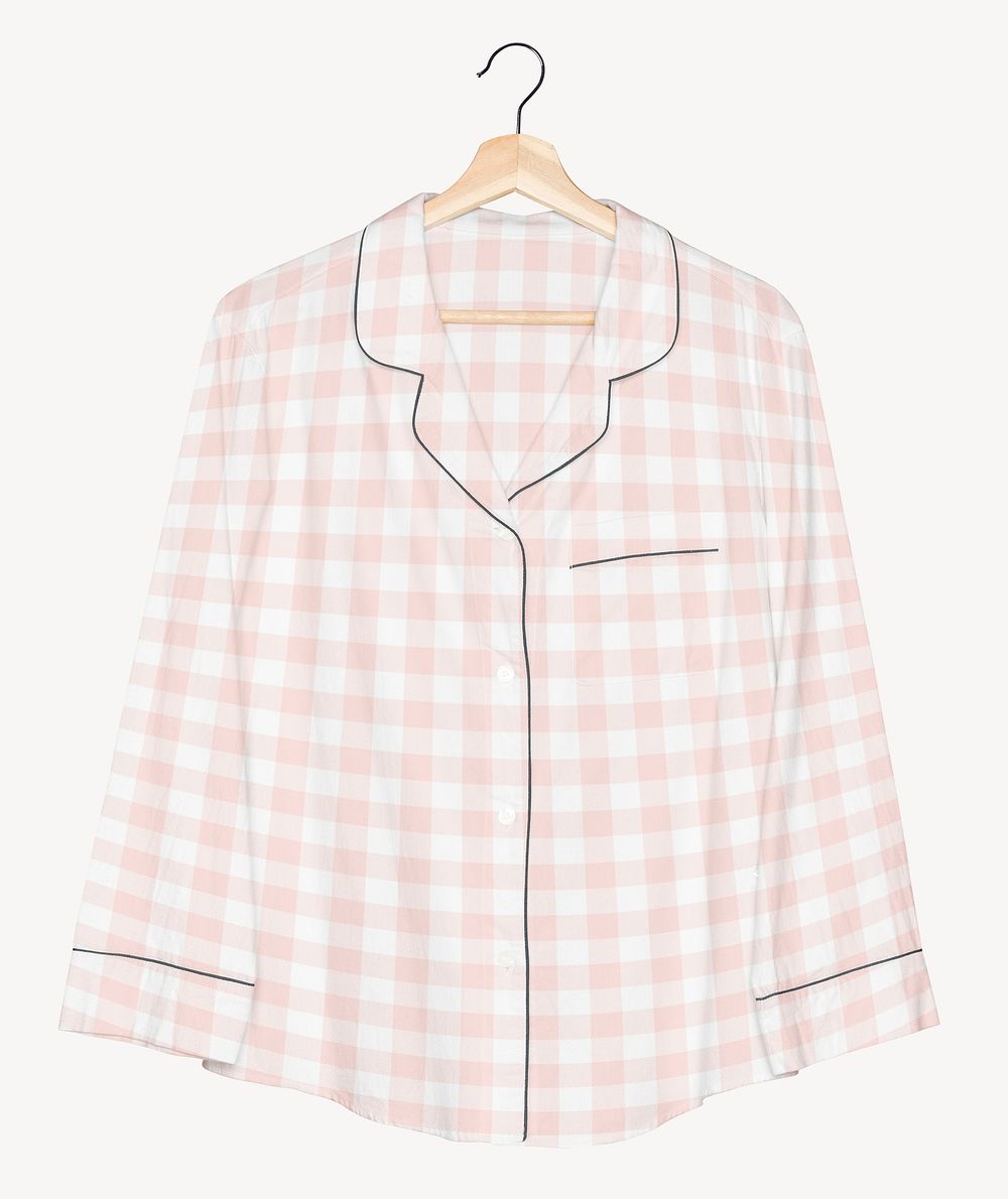 Cute plaid pink pajama shirt, nightwear apparel