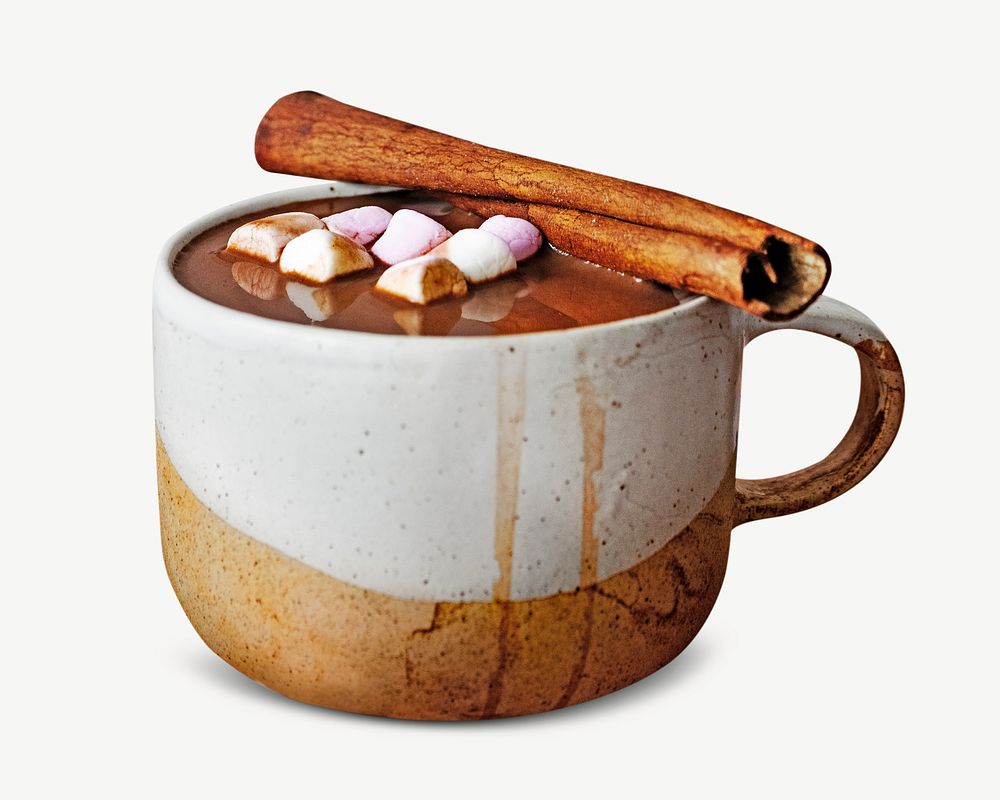 Marshmallows dipped in hot chocolate collage element psd