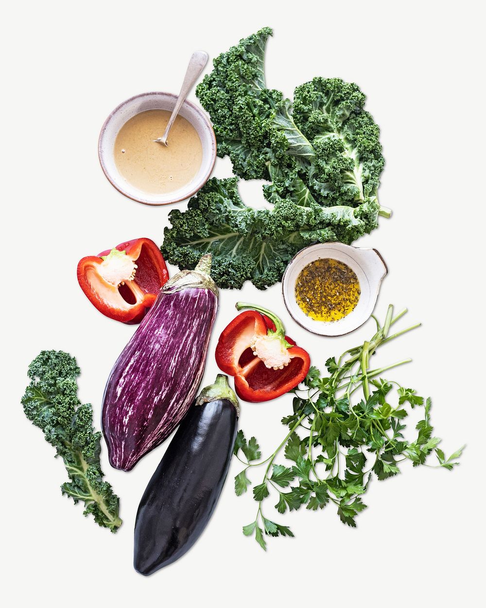 Raw vegetables preparation healthy food psd