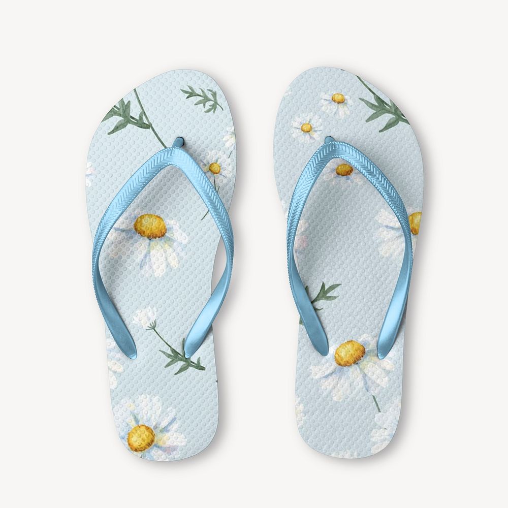 Floral blue flip-flops, Summer footwear fashion