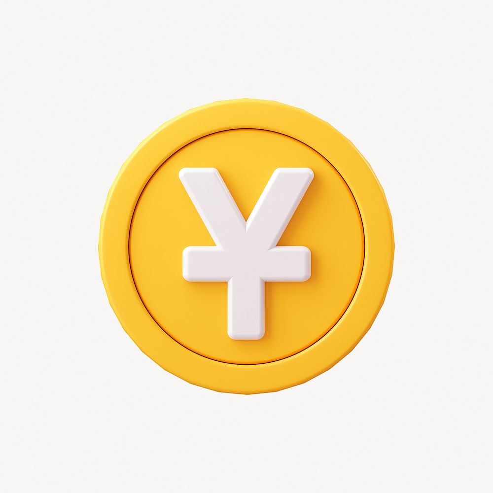 Yuan coin, 3D clipart, Chinese currency exchange 