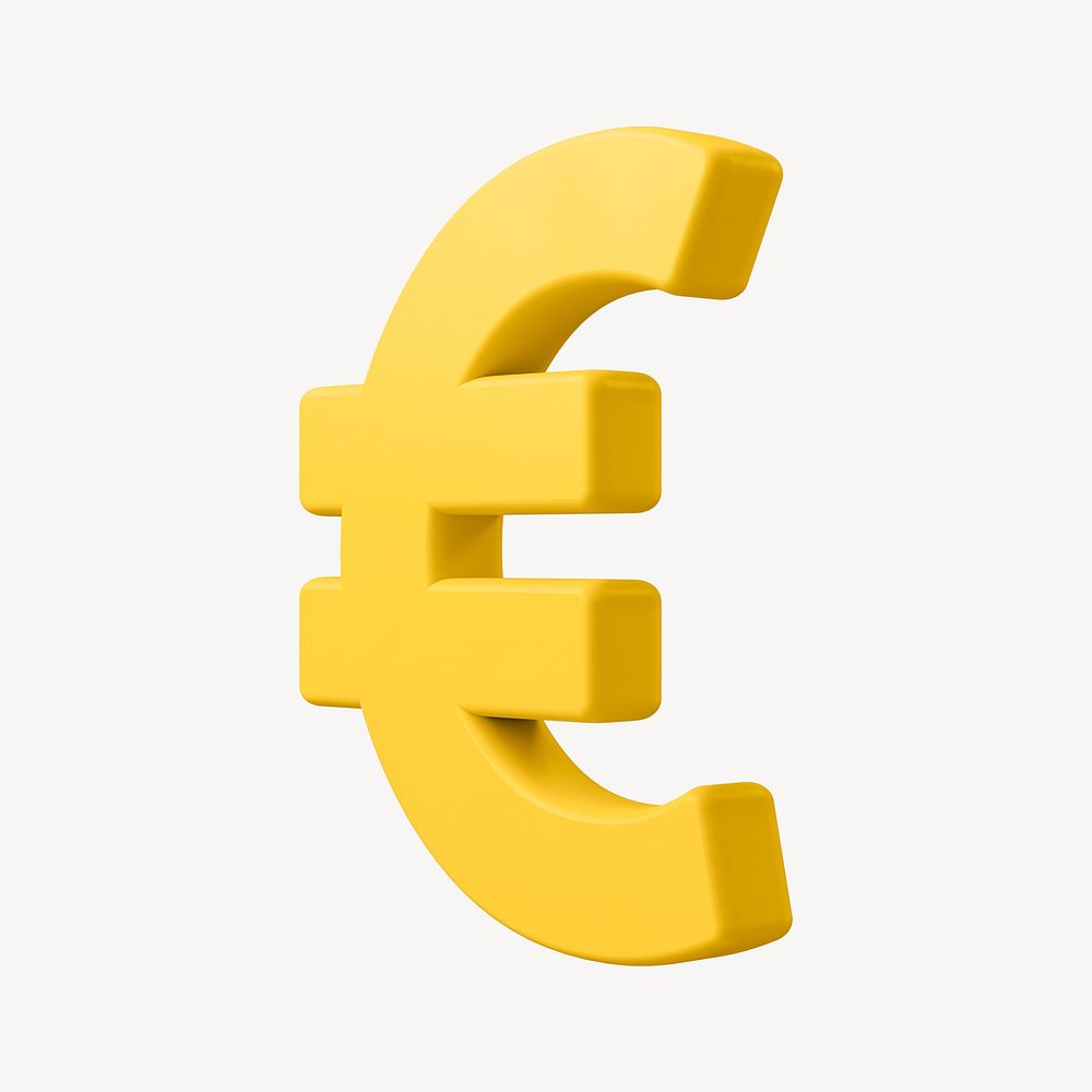 Euro sign clipart, money currency exchange in 3D psd