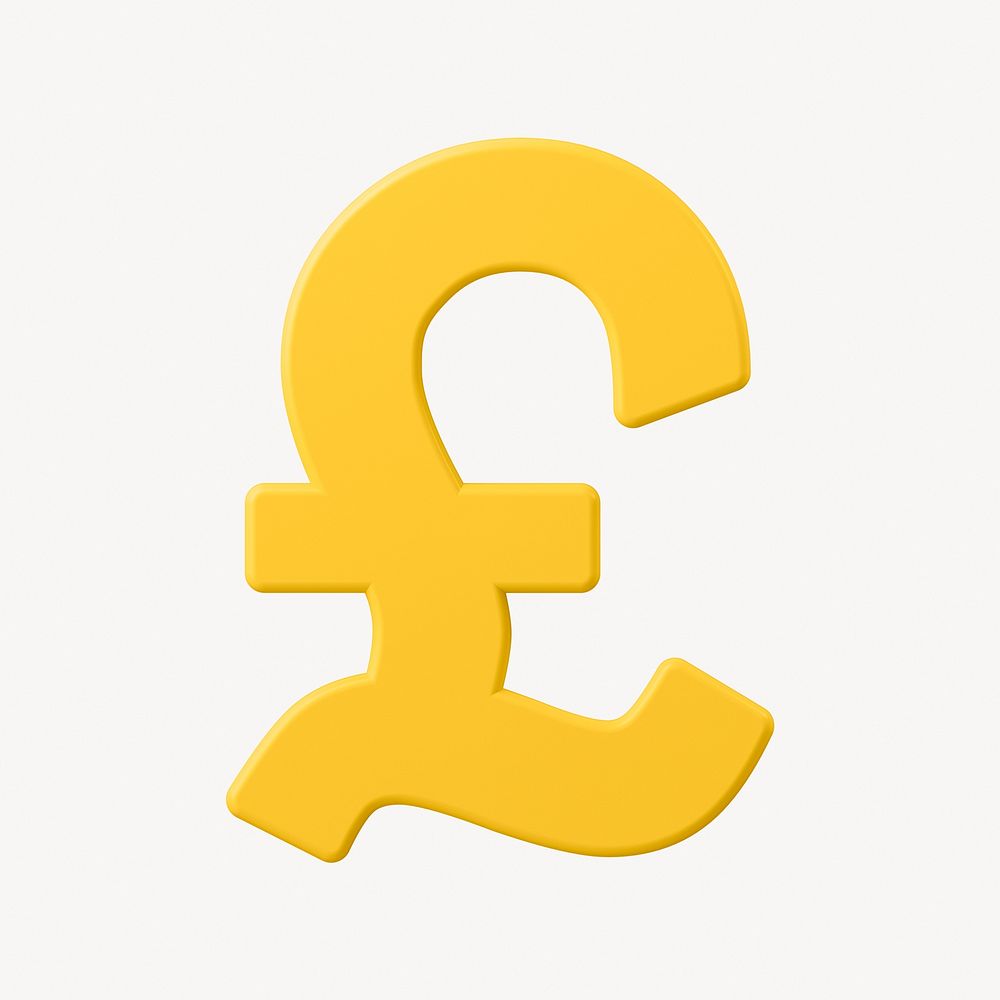 British Pound sign clipart, money currency exchange in 3D
