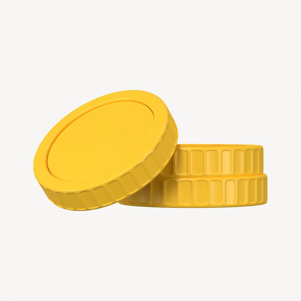 Gold coin, 3D money clipart, financial business graphic