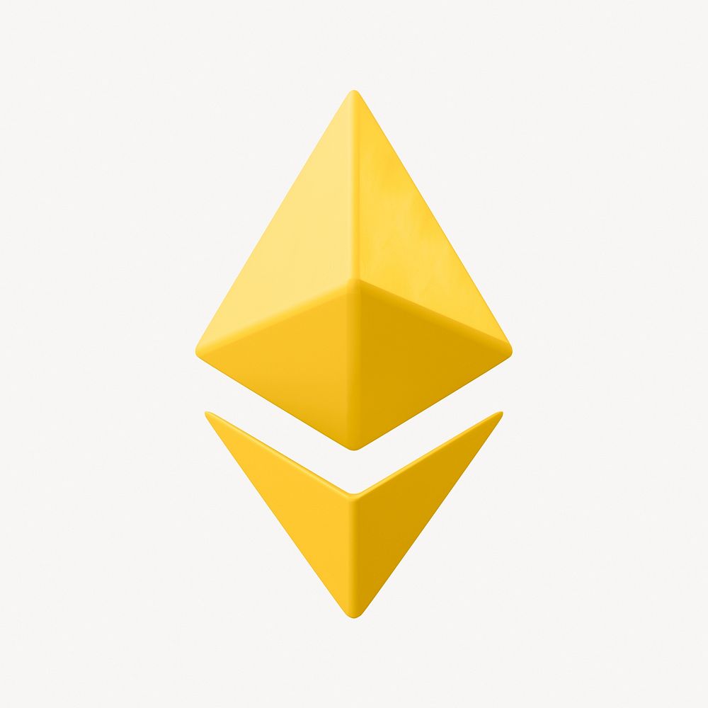 3D Ethereum blockchain cryptocurrency icon, open-source finance