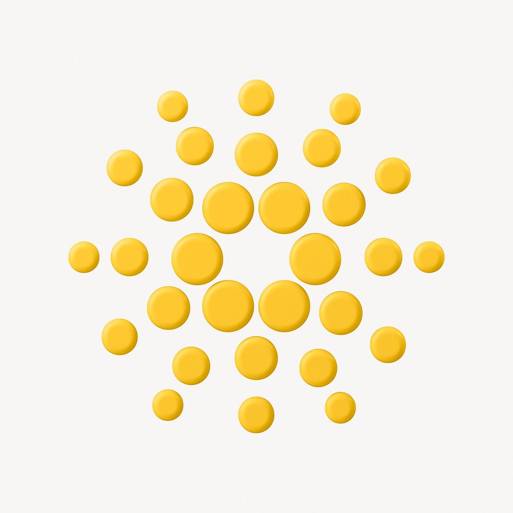 3D Cardano blockchain cryptocurrency icon, open-source finance