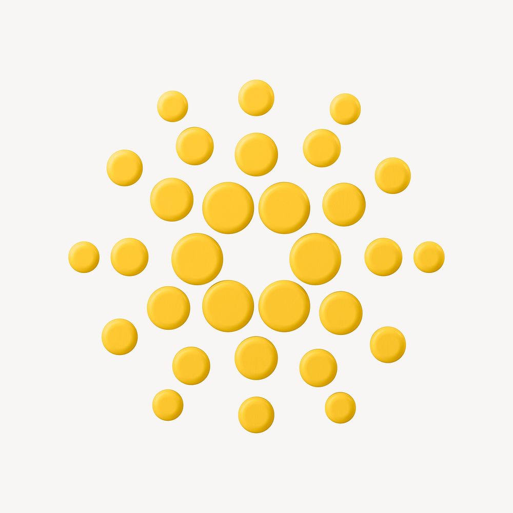 3D Cardano blockchain cryptocurrency icon, open-source finance psd