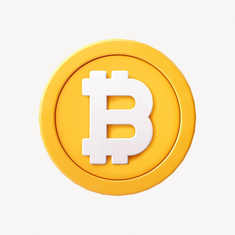3D Bitcoin blockchain cryptocurrency icon, open-source finance