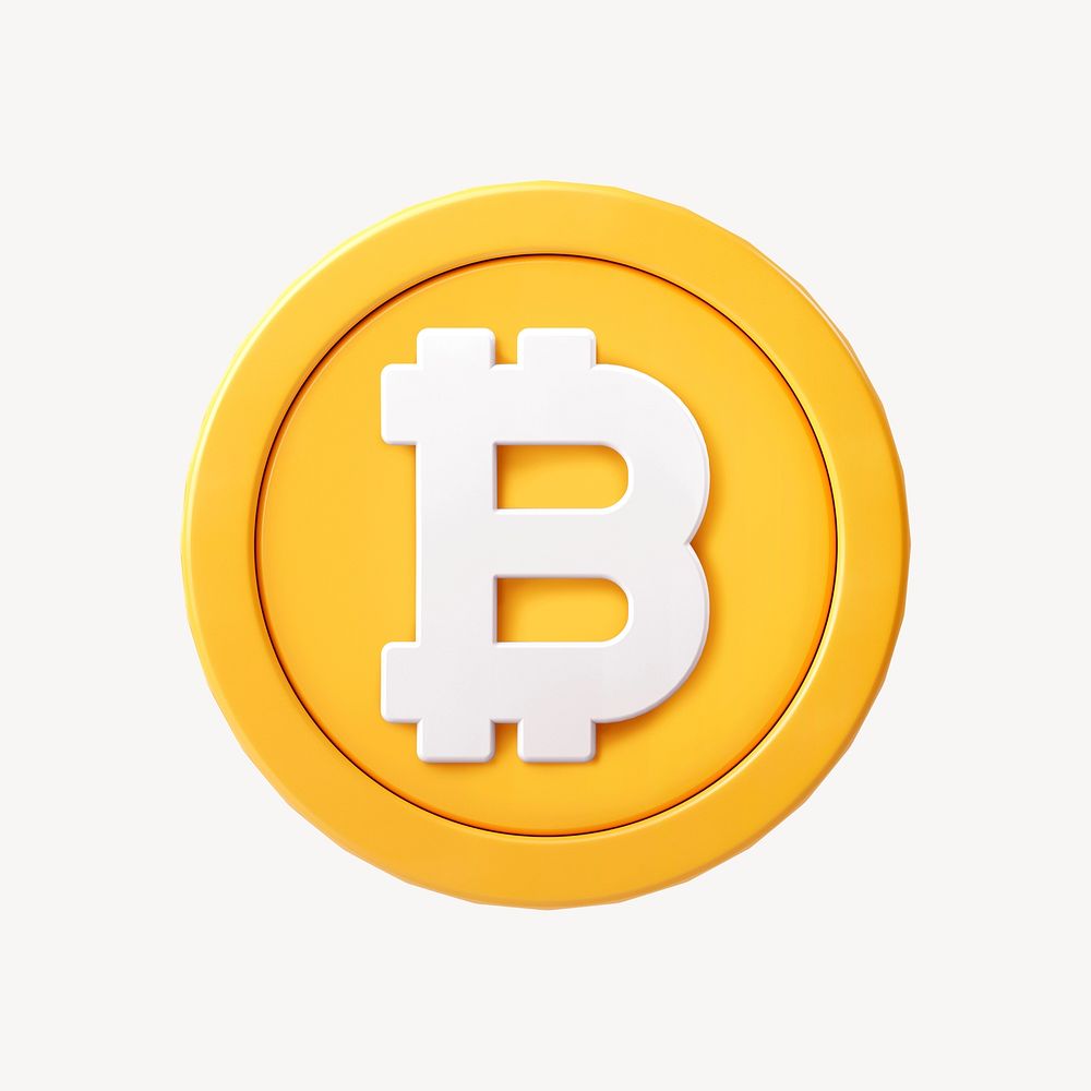 3D Bitcoin blockchain cryptocurrency icon, open-source finance psd