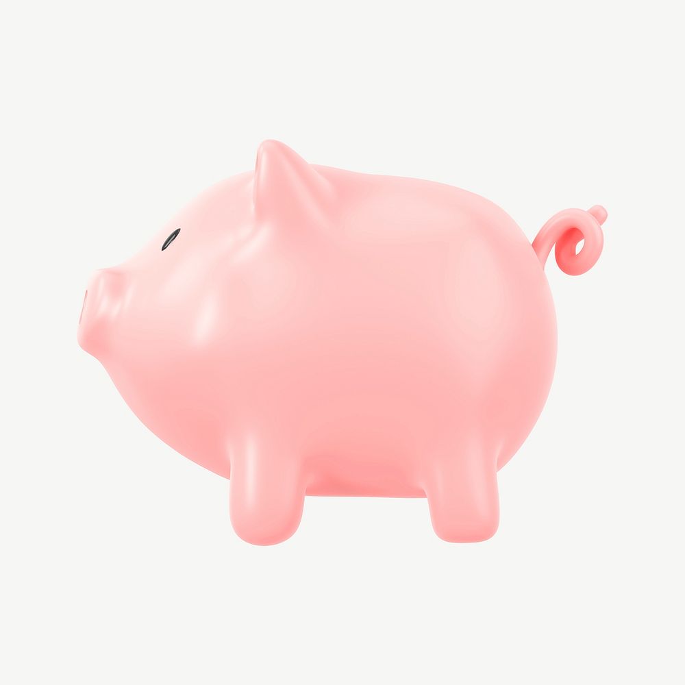 Piggy bank 3D clipart, savings & finance graphic psd