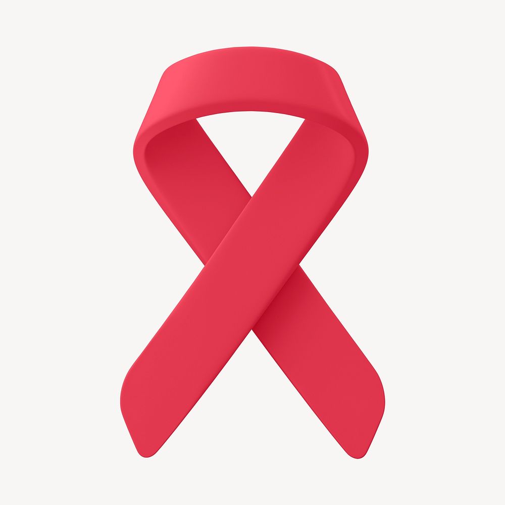 3D red ribbon clipart, HIV awareness psd