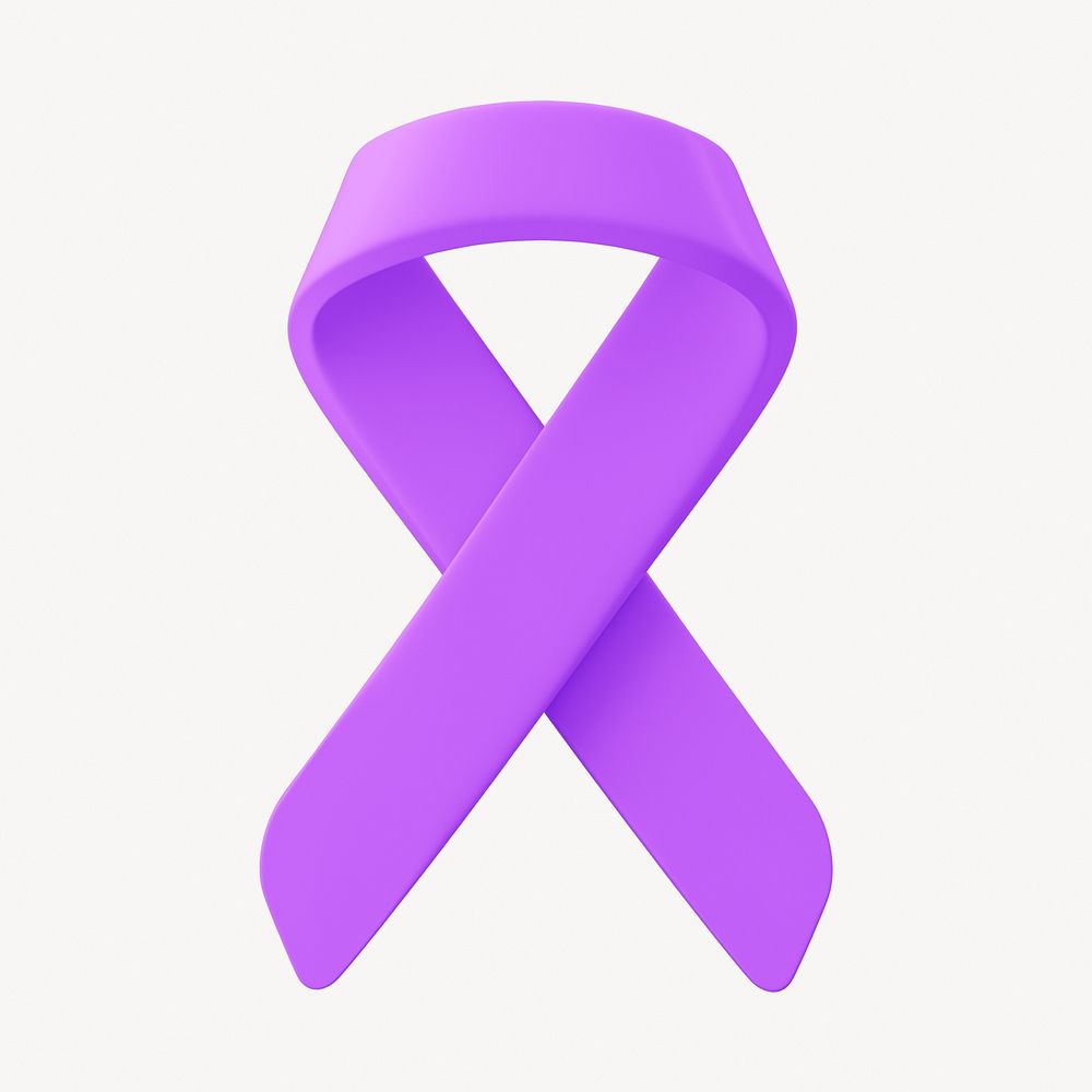 3D purple ribbon clipart, honors caregivers cancer awareness