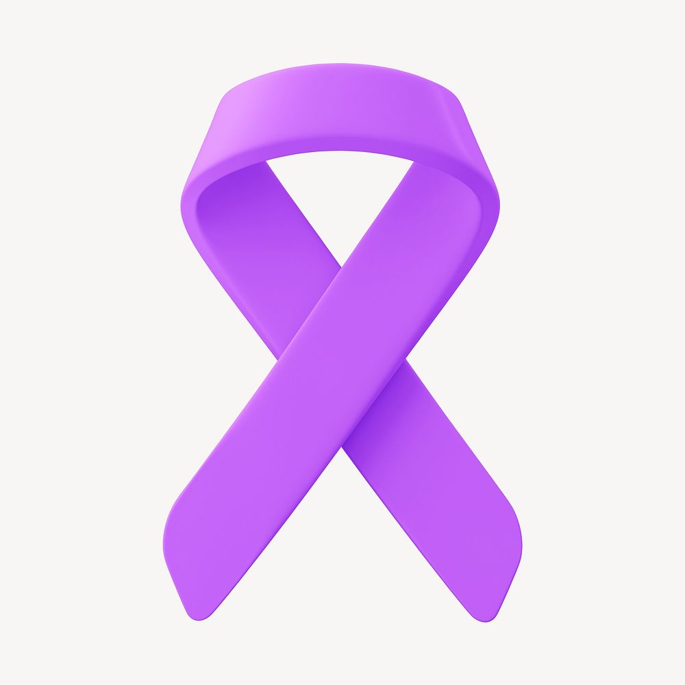 3D purple ribbon clipart, honors caregivers cancer awareness psd