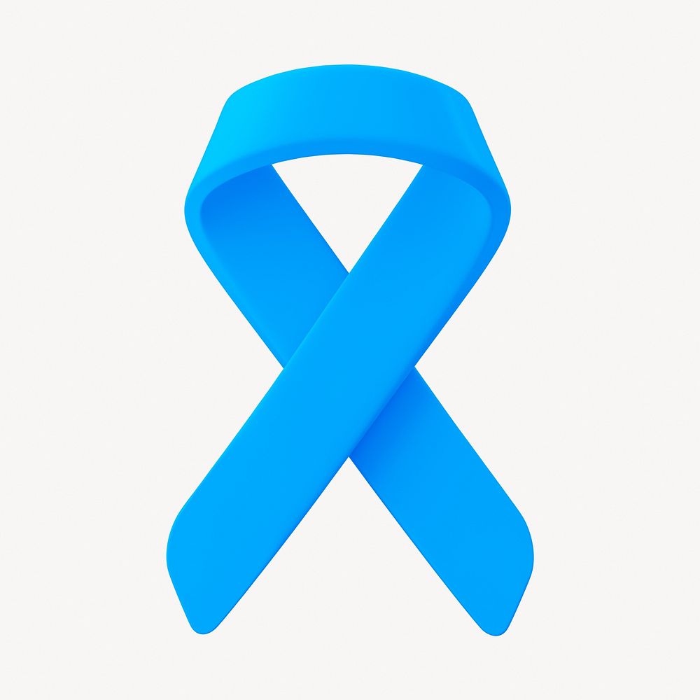 Blue ribbon 3D clipart, child abuse prevention awareness