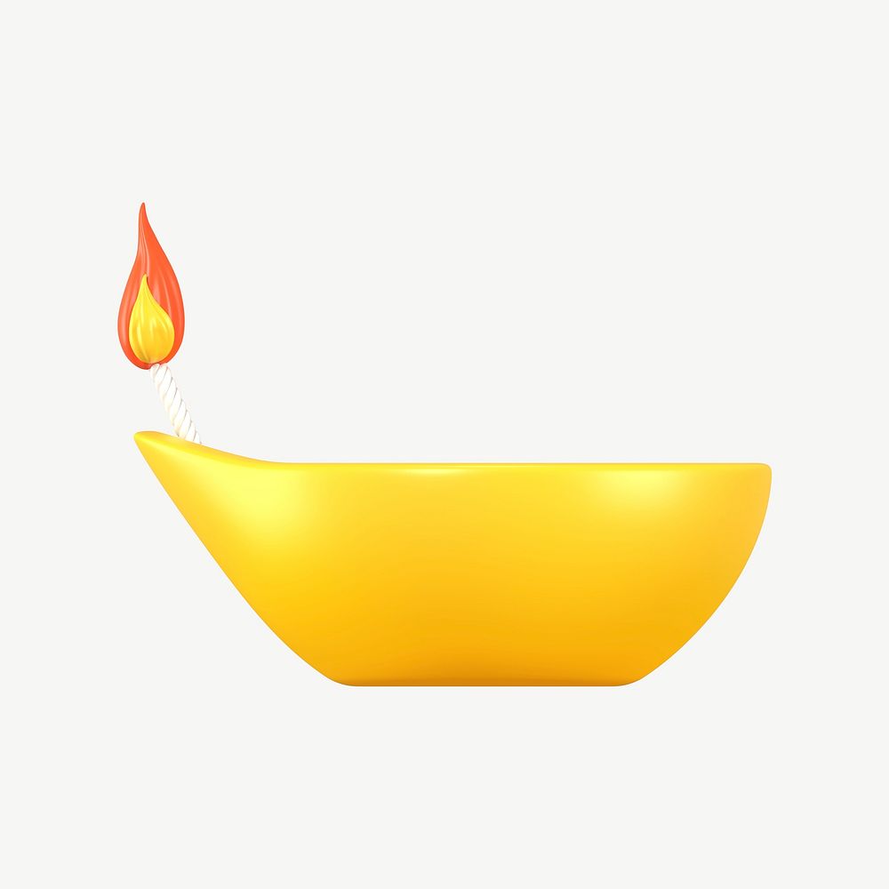 Diwali oil lamp sticker, 3D illustration psd