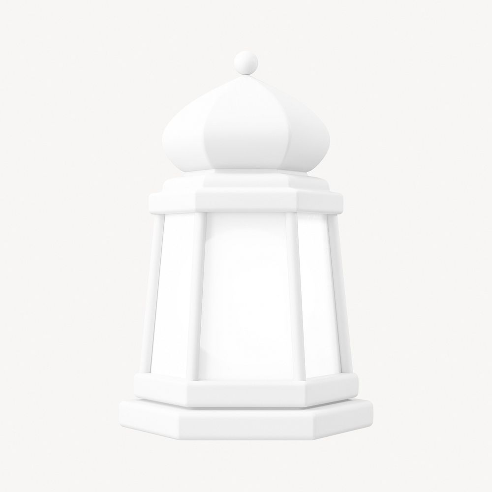 White lantern 3D clipart, Ramadan symbol illustration