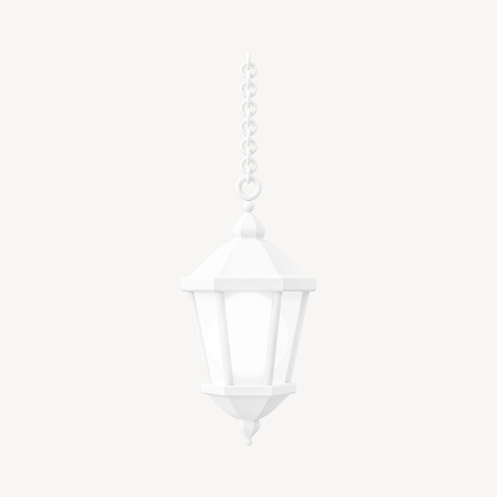White lantern 3D sticker, Ramadan symbol illustration psd