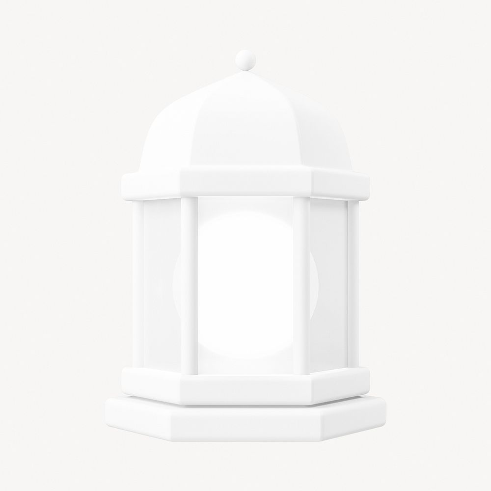 3D Ramadan lantern clipart, white object illustration