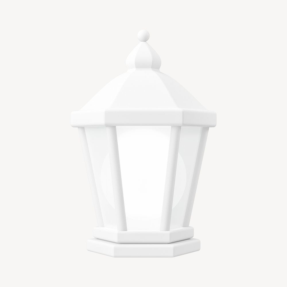 3D Ramadan lantern clipart, white object illustration psd