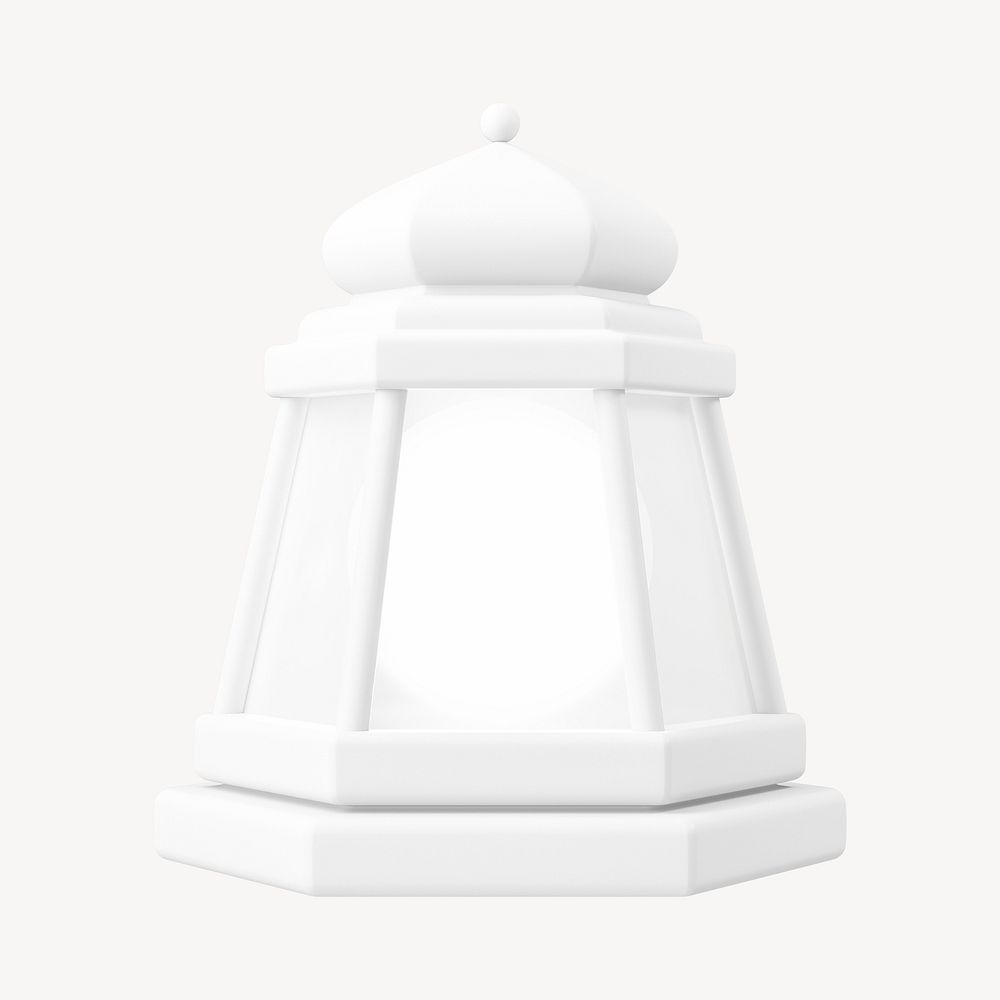 White lantern 3D sticker, Ramadan symbol illustration psd