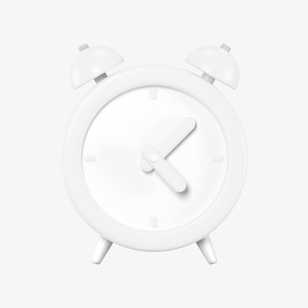 White alarm clock 3d clipart, business graphic psd