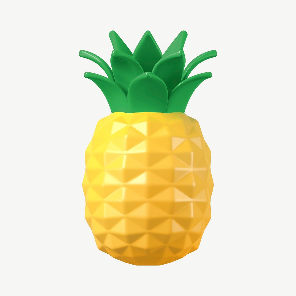Pineapple collage element, 3d fruit graphic psd