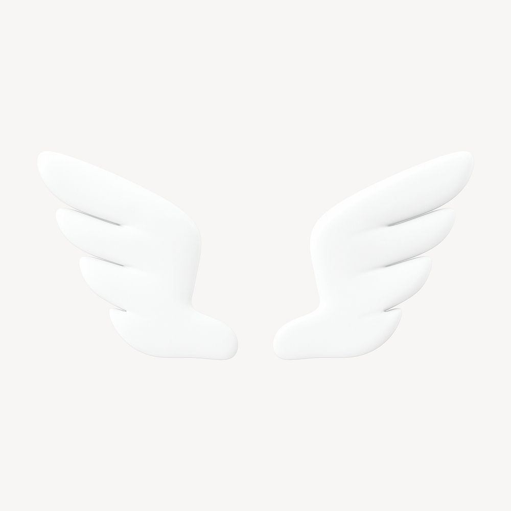 White wings clipart, cute 3d graphic psd