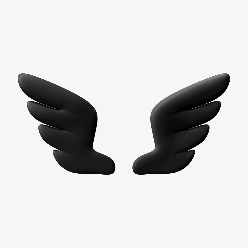 Black wings clipart, cute 3d graphic psd