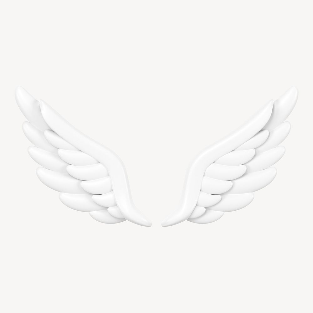 White wings clip art, cute 3d graphic
