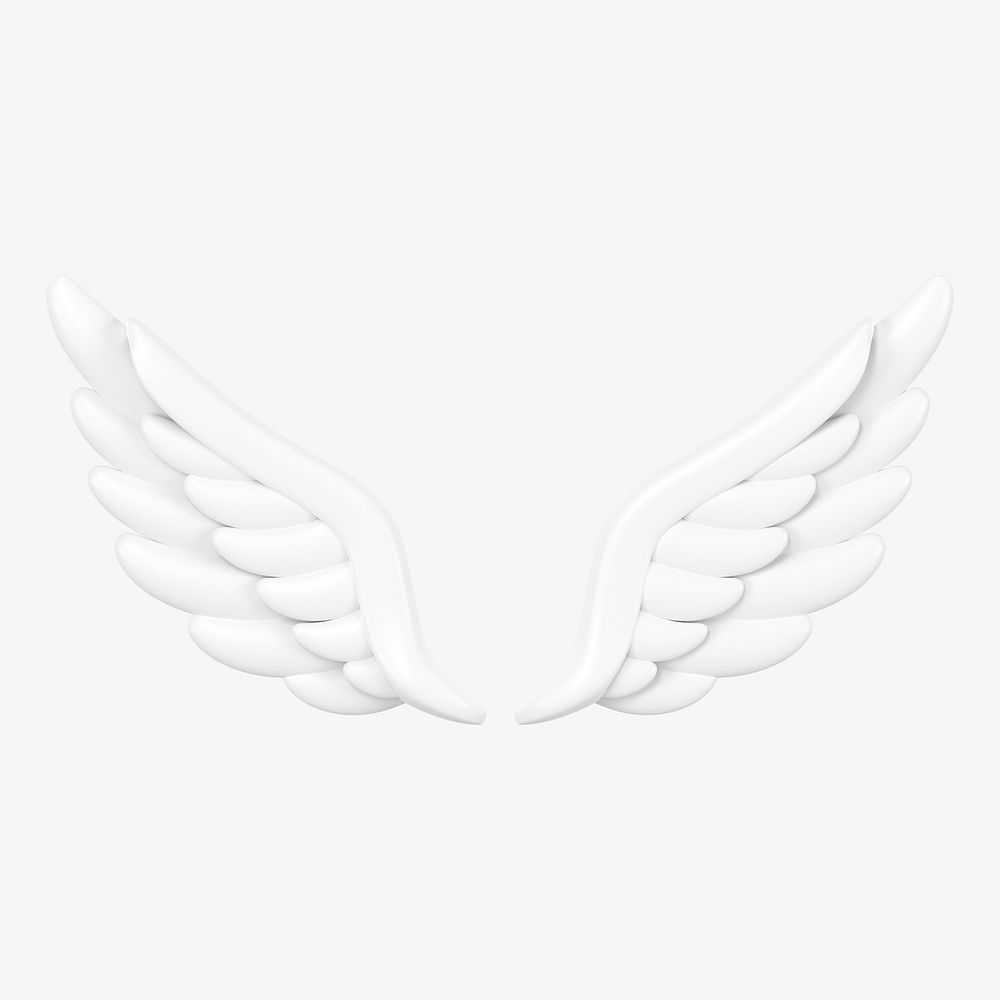 White wings clipart, cute 3d graphic psd