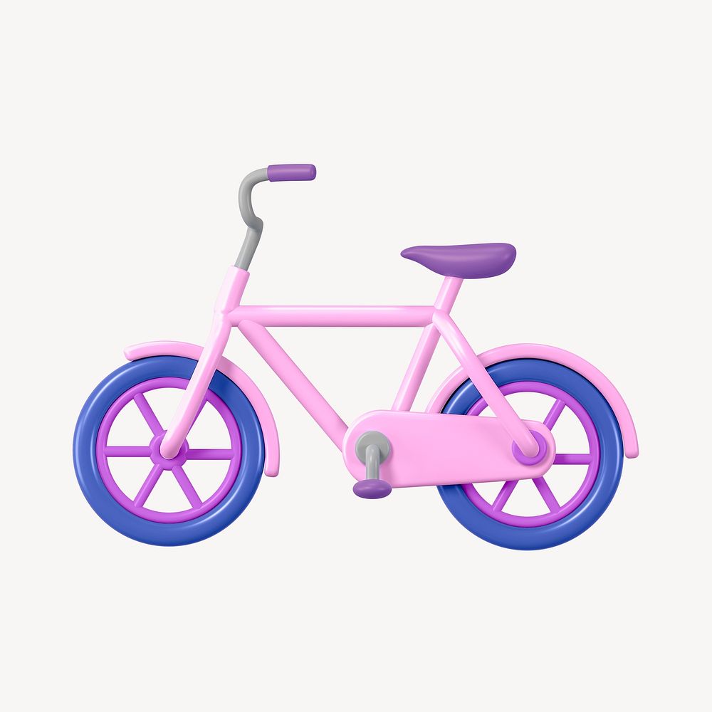 Pink 3D bicycle, sustainable lifestyle, vehicle illustration psd