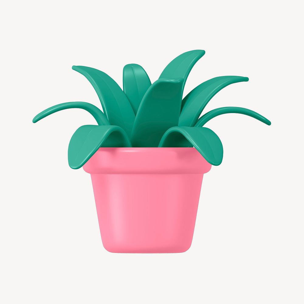 3D pot plant, green botanical illustration psd