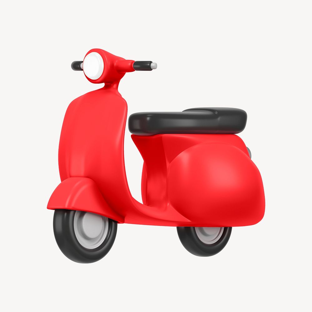Red motorcycle, 3D EV vehicle illustration psd