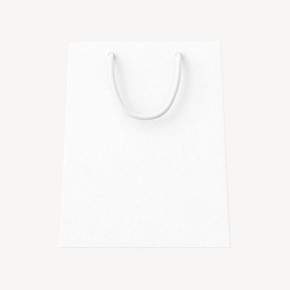 3D shopping bag, white object illustration psd