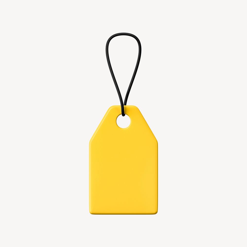 Yellow fashion label, 3D clothing tag illustration psd