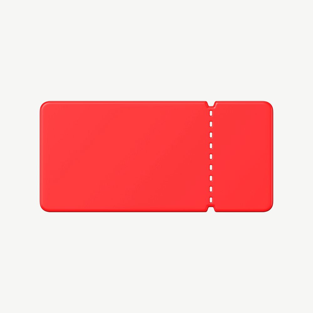 3D raffle ticket clipart, red illustration psd