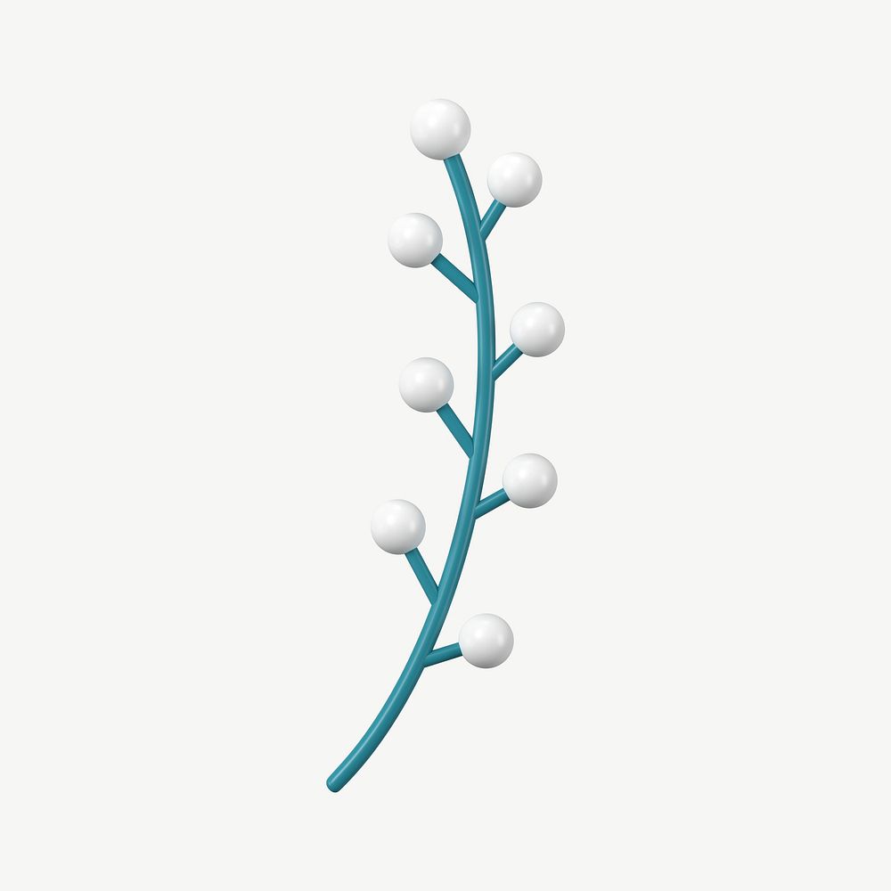 Flower pollen branch, 3D botanical illustration psd