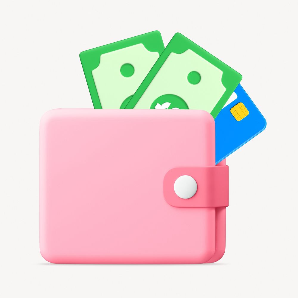 Digital wallet, cashless payment icon, 3D illustration
