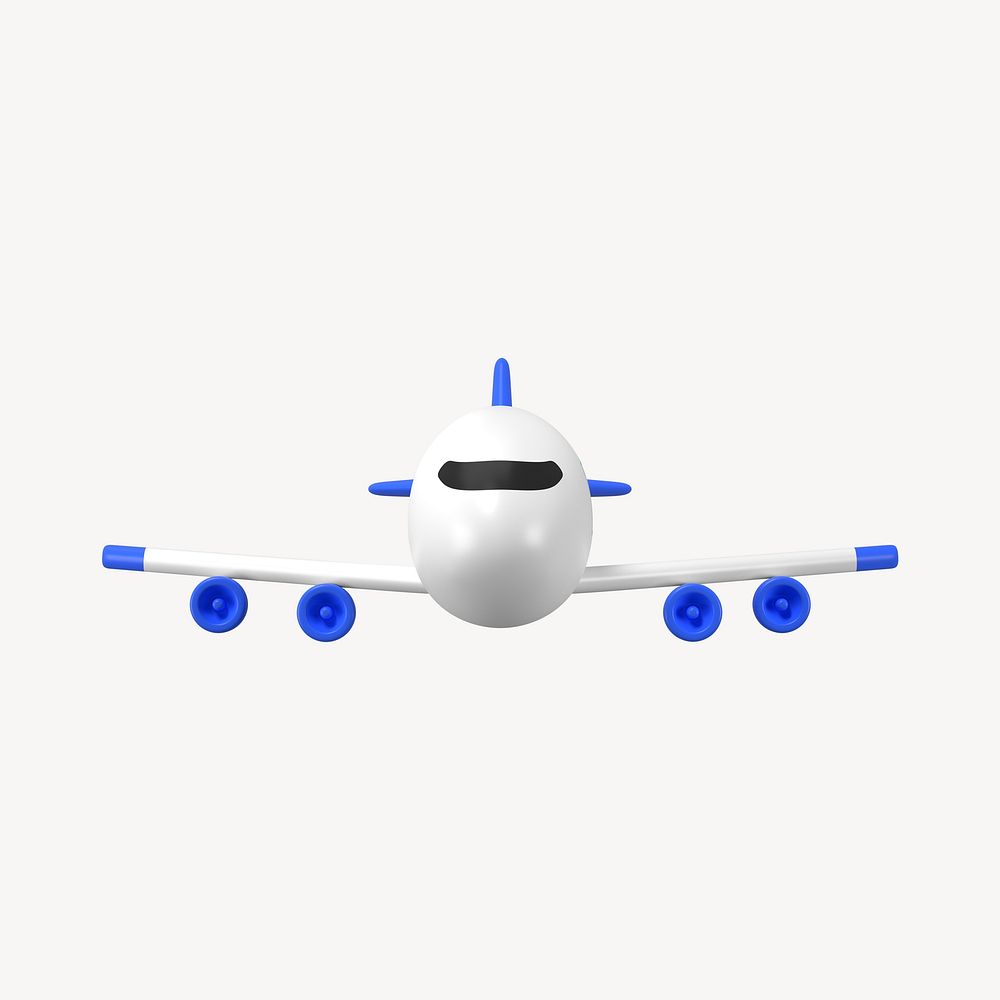 Cartoon airplane clipart, 3D front view design