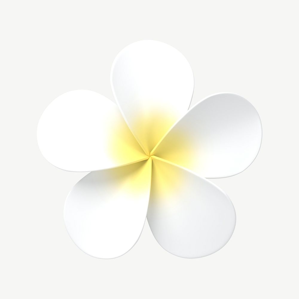 3D white flower collage element, Frangipani design psd