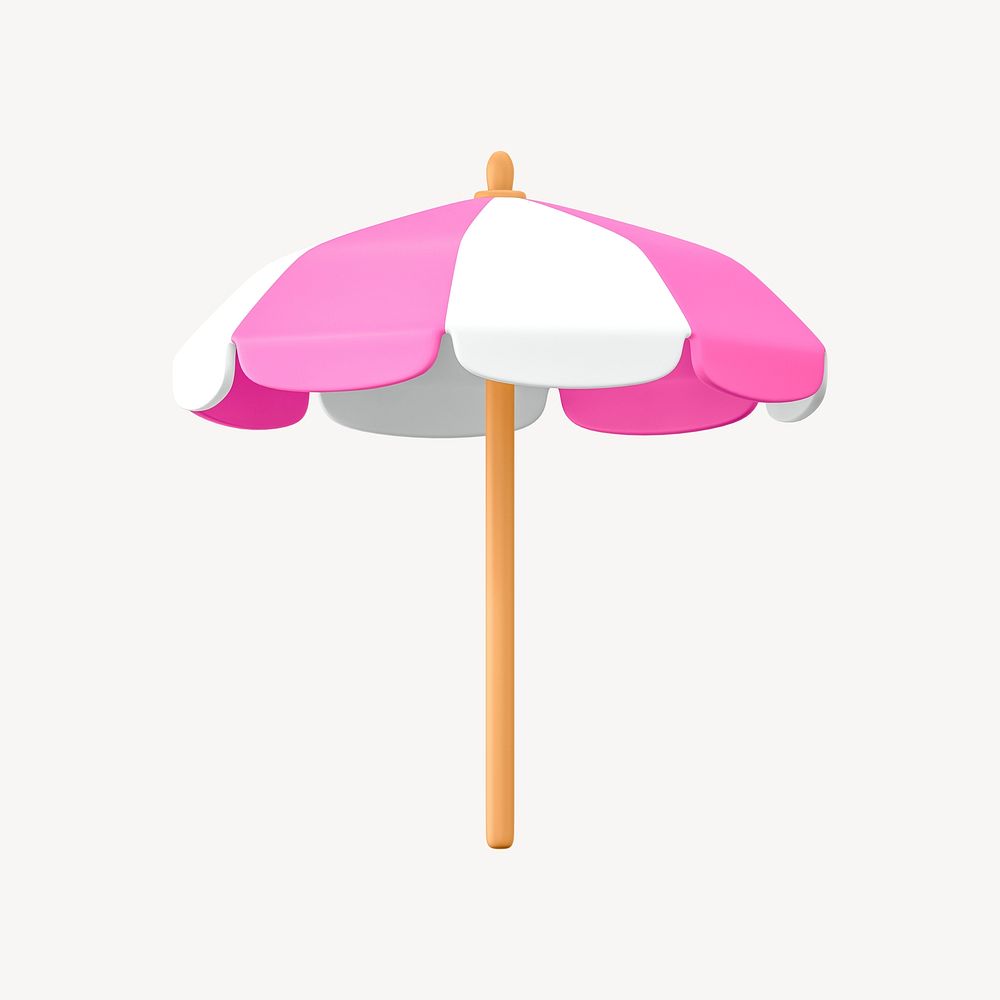 3D beach umbrella collage element, summer design psd