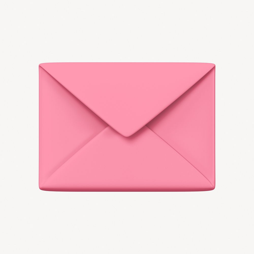Pink envelope clipart, 3D stationery graphic