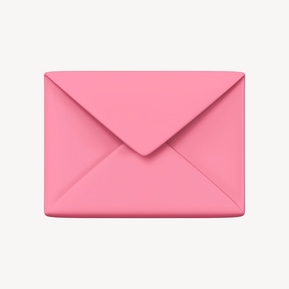 Pink envelope sticker, 3D stationery graphic psd