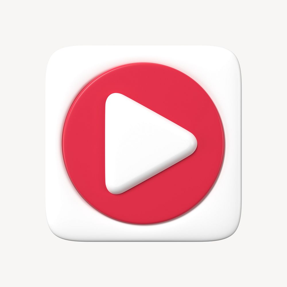 Music app icon, 3D play button graphic for marketing