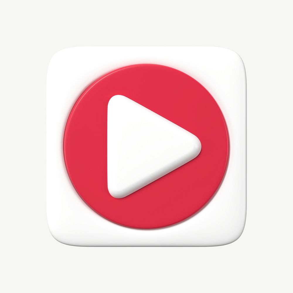 Music app icon, 3D play button graphic for marketing psd